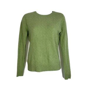 Tweeds Womens Cashmere Sweater Green Cable Knit Long Sleeved‎ Size Small